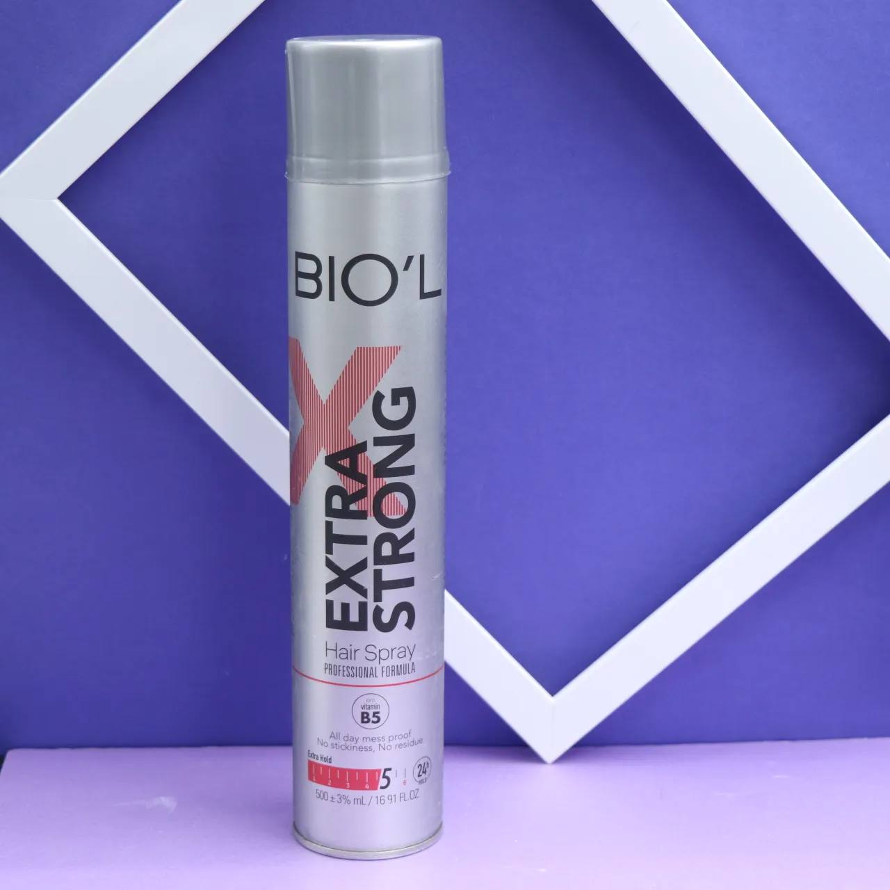 اسپری حالت‌دهنده مو بیول EXTRA STRONG  حجم 500 میل، نگهداری قوی و ماندگاری 24 ساعته