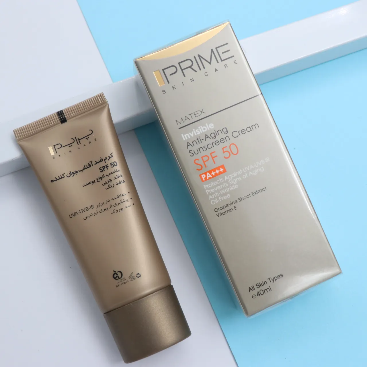 کرم ضد آفتاب پرایم جوان کننده فاقد چربی بی رنگ SPF50 کد 90832